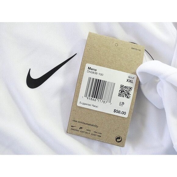 $58 NIKE GOLF DRI-FIT  VICTORY BLADE POLO SHIRT DH0838-100 WHITE/BLACK 2XL - Picture 5 of 5